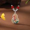 Collar de calabaza koi de esmalte de plata S999 para mujer, colgante de estilo chino, tendencia de moda, collar de plata esterlina, una generación de cabello