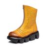 Botas curtas de couro plataforma à prova d'água com sola grossa e zíper lateral, sapatos femininos, botas Martin, sapatos casuais, uma geração de cabelo
