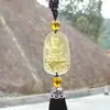 Colgante de coche con borla de Guanyin esmaltada amarilla, joyería interior, colgante de Bodhisattva, colgante de cristal para coche, venta al por mayor