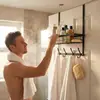 Colgador de Puerta sin Taladro Estante de Almacenamiento Colgador para Puerta de Vidrio de Baño Estante de Almacenamiento de Pared Desmontable Venta al por Mayor de Fábrica