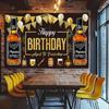 Amazon Nueva Tela de Bandera Tema Negro Dorado Decoración de Cumpleaños Banner Feliz Cumpleaños Fondo de Fotografía Tela de Bandera