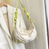 Bolso Dumpling Floral de Moda Estudiante Japonés y Coreano Color Dopamina Bloques de Color Cierre de Cordón Bolso de Hombro para Clase Viajes Cotidianos Bolso Tote para Debajo del Brazo