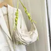 Bolsa con Cordón de Flores para Mujer, Tela de Nailon Ligera, Gran Capacidad, Bolso de Hombro Único/Debajo del Brazo, Aspecto de Alta Gama 2025, Bolso Casual Plegado