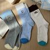 Calcetines medias de mujer combinación de colores bordado de animales calcetines de dibujos animados Corea del Sur punto de color calcetines de felpa azules calcetines de mujer al por mayor