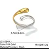 Anillo de Acero Inoxidable con Bloques de Color Dorado y Plateado Europeo y Americano Geométrico Simple Forma de Gota de Agua Irregular Abierto Joyería de Acero de Titanio Venta al por Mayor
