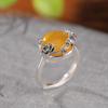 Anillo elegante de plata de ley S925 con diseño de ciervo, con cera de abejas, carpa y loto, redondo y hueco, de Ruyi.