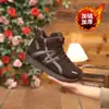 Sapatos Femininos de Inverno Forrados com Lã Cano Alto de Algodão Estilo Coreano Feminino Versáteis Flats Antiderrapante Espessados Quentes Botas Curtas Botas Esportivas para Neve