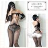 Meias Mi ke lingerie sexy macacão sem ombros com recortes transparente tentação sexy meia-calça aberta peça única 6081