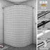 Cortina de Ducha Minimalista Cortina de Partición de Baño Engrosada Impermeable Cortina de Baño con Forma de Arco Plegable Juego Magnético No Requiere Perforación