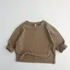 Camiseta Versátil Nueva de Algodón Puro para Niños de Primavera y Otoño Elegante de Manga Larga Unisex para Bebé Color Liso Capa Base Niños Pequeños y Medianos Estilo Coreano