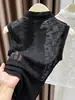 Processamento PersonalizadoYanzhiban Blusa Regata de Renda com Gola Alta, Sem Mangas, Slim Fit, com Bordas Franzidas, Fonte OEM/ODM