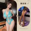Body de encaje con cuello halter de nuevo estilo, sin necesidad de quitarlo, transparente en la cintura, ajustado, lencería sexy para mujer, tentador y revelador