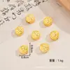Novos Acessórios Dourados Foscos Estilo Chinês, Contas de Bambu da Sorte, Moedas de Cobre, Contas Soltas de Rosto Sorridente, Materiais para Montagem DIY Feitos à Mão