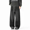 Jeans Estilo Americano/Personalizados para Hombre Primavera y Otoño Estilo Nuevo Caída Holgados Retro Pierna Recta Casual Tendencia Marca Pierna Ancha Negro