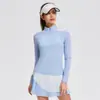 Traje de Manga Larga para Mujer con Cuello Vertical de Secado Rápido Golf Media Cremallera Correr Deportes al Aire Libre Manga Larga Verano Transpirable Palancas
