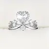 Exquisito Anillo de Compromiso en Forma de Corazón con un Toque de Lujo, Anillo de Corazón Moderno y de Moda para Mujer, Venta Directa del Fabricante