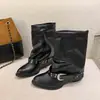 Botines de tacón grueso estilo Maillard retro blanco para mujer otoño 2026 nuevo estilo para personas bajas que adelgazan punta fina botas vaqueras