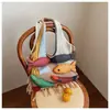 Bolsa de Mão/Ombro Feminina de Tricô Spliced com Franjas de Grande Capacidade Transfronteiriça Promoção Quente Bolsa de Tricô Simples e Versátil Retrô