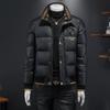 Chaqueta de plumón brillante con cuello alto grueso de marca de moda de lujo de estación europea, ligera, de invierno, para hombre, nueva chaqueta ajustada de talla grande