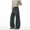 Pantalones Deportivos de Chándal para Hombre de Peso Pesado Americano Color Sólido Pierna Curva Marca de Moda Nueva Holgados Caída Amplia Versátiles Casuales Largos