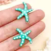 Color Acero Inoxidable Conservador de Color Dorado Doble Cara Esmalte Gota de Aceite Lunares Estrella de Mar Colgante DIY Collar Pulsera Accesorios de Joyería