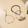 Comercio Electrónico Transfronterizo Europeo y Americano Joyería de Pie de Moda Cadena Tejida a Mano con Lentejuelas de Concha Set de 3 Piezas Tobillera Joyería de Pie para Mujeres Venta al por Mayor