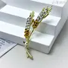 Broche de trigo de cristal pequeno requintado de alta qualidade estilo coreano senso de alto padrão acessórios de pino de lapela para terno casaco roupas