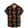 2024 Nueva Camisa Impresa en 3D Transfronteriza de Halloween para Hombre de Manga Corta Cabeza de Calabaza Diablo Halloween Divertido Forro