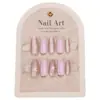 Puntas de Uñas Hechas a Mano en Rosa Nude con Diseño de Estrella Degradado Transparente, Uñas Postizas Lindas Versátiles Estilo Hada