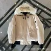 Gejia Nuevo 01 Chaqueta de Vuelo Corta Canadiense Parka para Pareja con Capucha y Cuello de Piel Chaqueta de Plumas Protección contra el Frío