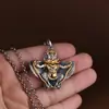 Ciervo Dorado Rey Plata S925 Vintage Desgastado Fénix Dorado Arte Tántrico Tibetano Adorno Colgante para Collar