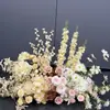 Decoração de casamento arranjo de parede de flores artificiais na cor champanhe fundo de palco placa KT arranjo de chão flores artificiais