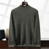 Suéter Masculino 100% Caxemira Pura da Montanha Gola Semifechada Fino para Usar por Baixo Casual Business Solto Tamanho Plus Suéter Base Tricotado