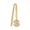 Collar de hip-hop exagerado transfronterizo de Europa y Estados Unidos, colgante de aleación de diamantes con símbolo de dólar y personalidad, joyería geométrica de oro para hombres