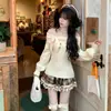 Suéter de punto dulce estilo deseo puro sin hombros para mujer, estilo coreano, juvenil y delicado, adecuado para usar en capas o solo, atuendo de otoño e invierno