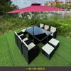 Mesa y silla de ratán para exterior, balcón, patio, jardín, bar, cafetería, combinación informal de sillas de ratán impermeables