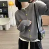 Cárdigan corto para mujer, suéter de cuello redondo, prenda exterior holgada estilo coreano, adecuada para primavera y otoño, hecho de punto de cachemira sintética