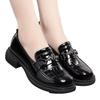 Mocasines Brillantes Estilo Británico con Pedrería a la Moda 2025 Otoño Nuevo Piel Suave Suela Suave Boca Baja Zapatos Planos Tacón Bajo de Piel