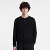 Roupas Masculinas APO Transfronteiriça Old Money Gola Henley cor sólida suéter masculino texturizado caimento solto versátil malha de manga comprida
