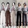 Calça Gestante Nova Primavera/Outono Moda Solta Caimento Fluido Suporte para Barriga Calça Solta Casual Petite para Gestantes Calça Wide Leg