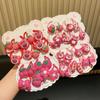 Conjunto de dez peças de corda de cabelo de urso de morango de desenho animado infantil, corda de cabeça fofa, rabo de cavalo duplo, anel de cabelo para meninas, acessórios de cabelo elásticos altos, atacado