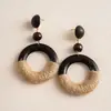 Pendientes de Corazón de Madera Color Café Transfronterizos Europeos y Americanos, Pendientes Estilo Retro Maillard, Pendientes de Diseño de Nicho para Mujer