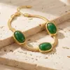 Conjunto de Joias de Aço Inoxidável Brincos Pulseira Corrente Osso de Cobra Esmeralda Estilo Europeu e Americano Ouro 18K Simples Moda Joias de Aço Titânio