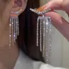 Aretes Largos para Mujer con Borla y Pedrería Clavo de Oreja de Gama Alta Diseño Nuevo Distintivo Joyería para Orejas Dorada
