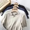 Estilo Maduro Ligero Verano Delgado Camisa Polo Casual Slim para Hombre Moda Retro Americana Camiseta Simple de Manga Corta para Hombre a la Moda