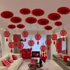 Decorações Penduradas com o Caractere da Felicidade Dupla Conjunto de Decoração para Quarto de Casamento Decorações de Teto Cerimônia de Casamento Ventiladores de Papel para Quarto Masculino e Feminino Teto da Sala de Estar