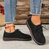 2026 Sapatos Casuais de Cadarço Plus Size com Forro de Lã para o Inverno Novos de Comércio Exterior Confortáveis Quentes Transfronteiriços Sapatos Femininos de Solado Macio