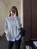 Top de gola de camisa falso de duas peças da moda focado em design, moletom solto emagrecedor feminino 26 Outono/Inverno Novo H092305