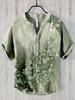 Lino Moda Hombre Patrón de Tortuga Verano Impresión 3D Transpirable Manga Corta Camisa Top Camisa de Verano Cuello
