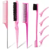 Conjunto Popular de Pentes para Pentear Cabelo Transfronteiriço com Dez Peças, Ferramentas de Styling, Pente para Desfiar, Pente com Cabo de Agulha de Aço, Conjunto de Pentes para Maquiagem e Styling de Cabelo